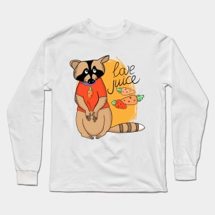 Funny cartoon raccoon and carrot Long Sleeve T-Shirt